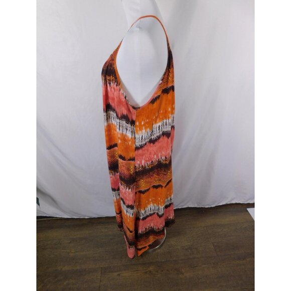Mlle Gabrielle Dress Womens 1X Orange Boho Maxi Sleeveless Tassel Tie Dye Print - Picture 5 of 12